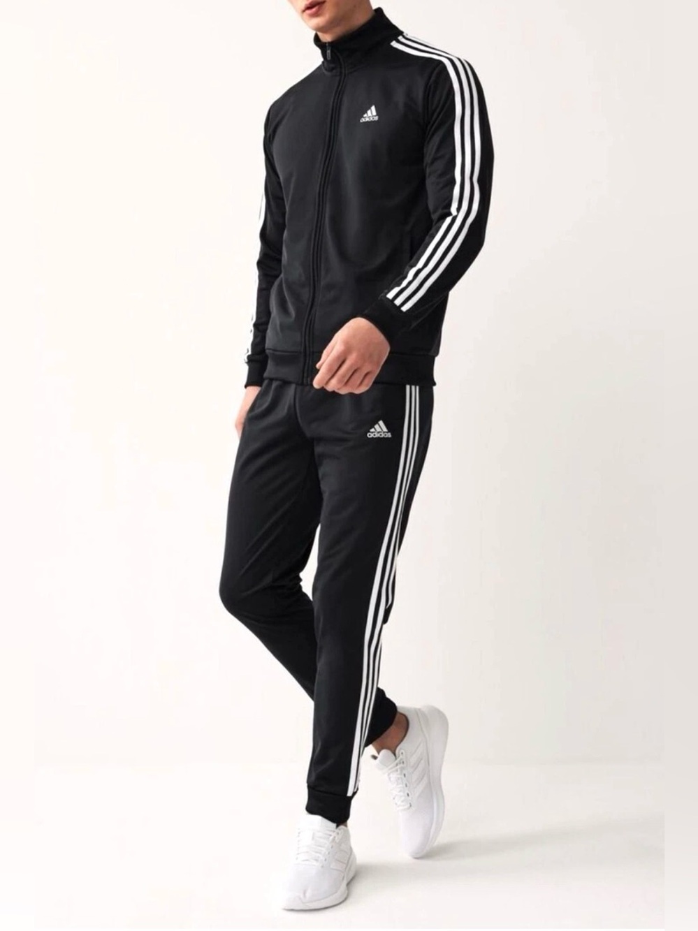 🔆ADIDAS MAN’S ESSENTIALS 3 STRIPES  TRACKSUIT  JACKET /PANTS size L